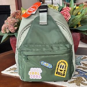 Brand New Wonder Nation Army Green Sling Bag Zippered Mini Backpack w/ Patches